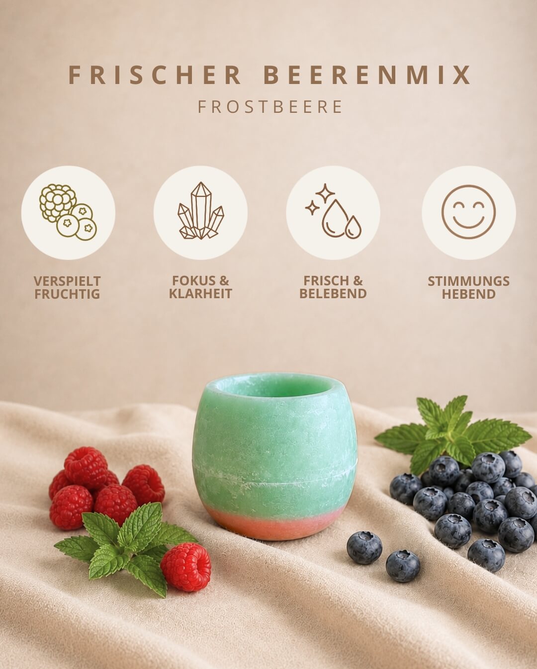 Candiles Frostbeere Duftwachs mit Duftprofil und Produkteigenschaften