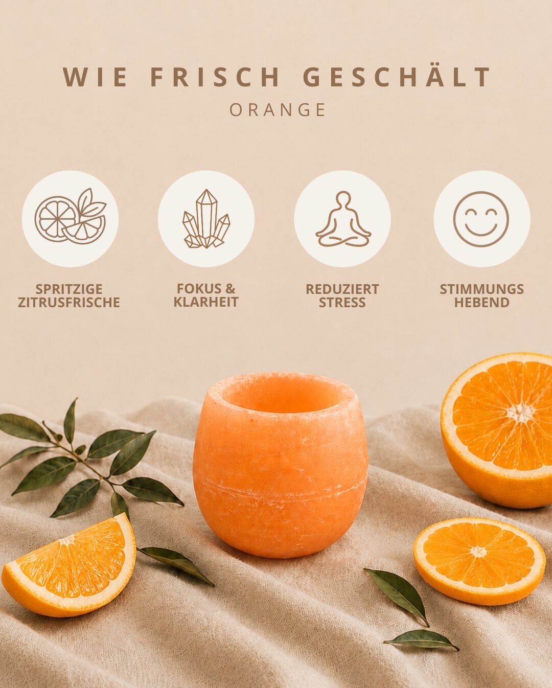 Candiles Orange Duftwachs mit Duftprofil und Produkteigenschaften