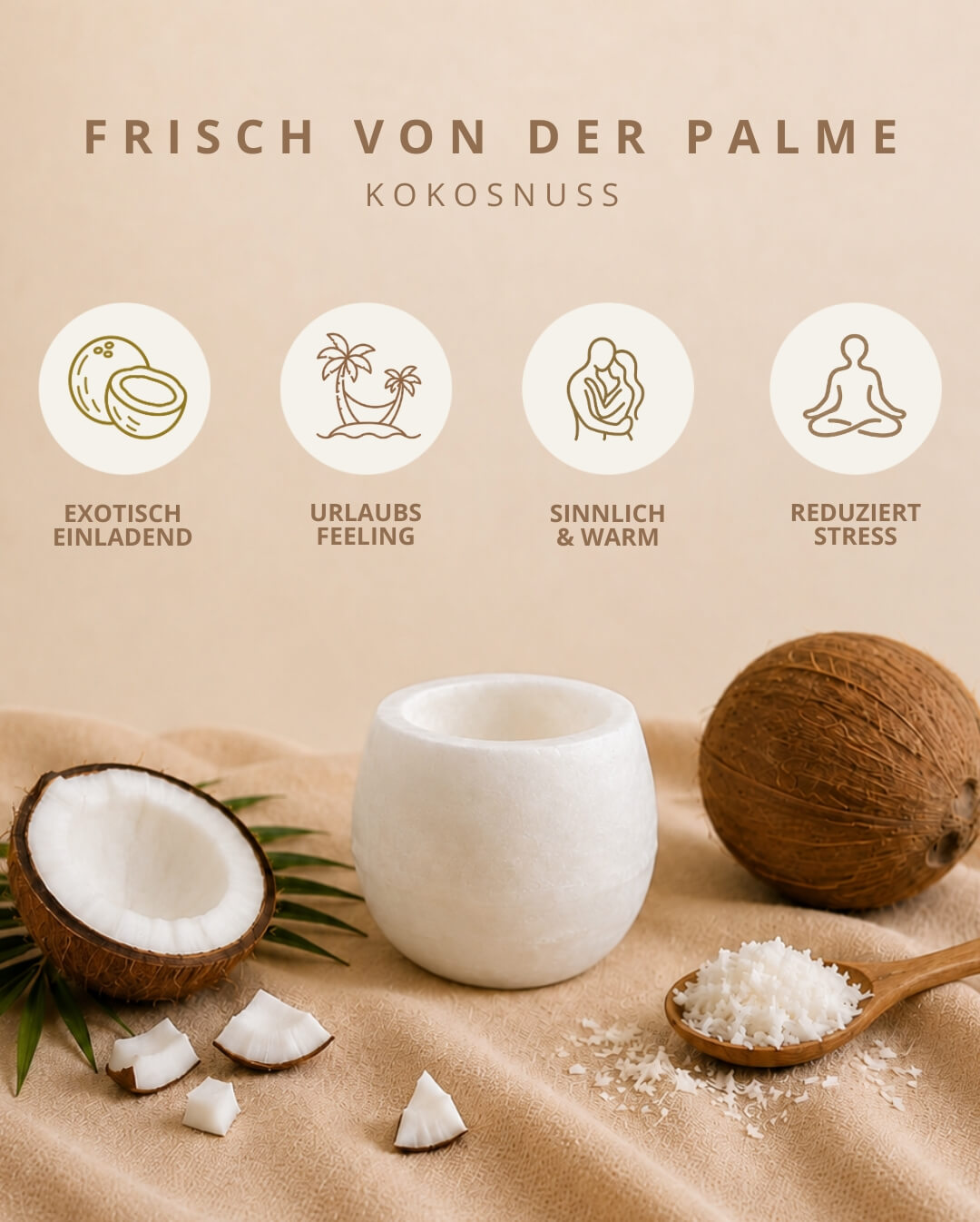 Candiles Kokos Duftwachs mit Duftprofil und Produkteigenschaften
