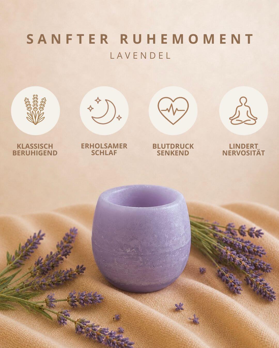Produktkarte Candiles Lavendel Duftwachs mit Duftprofil und Produkteigenschaften