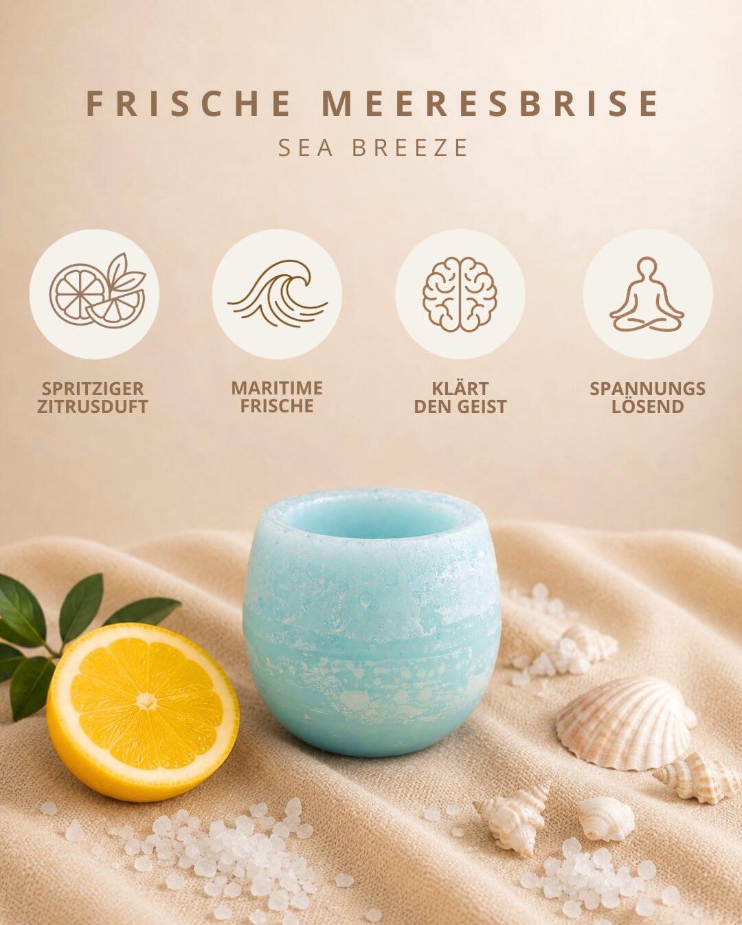 Produktkarte Candiles Sea Breeze Duftwachs mit Duftprofil und Produkteigenschaften