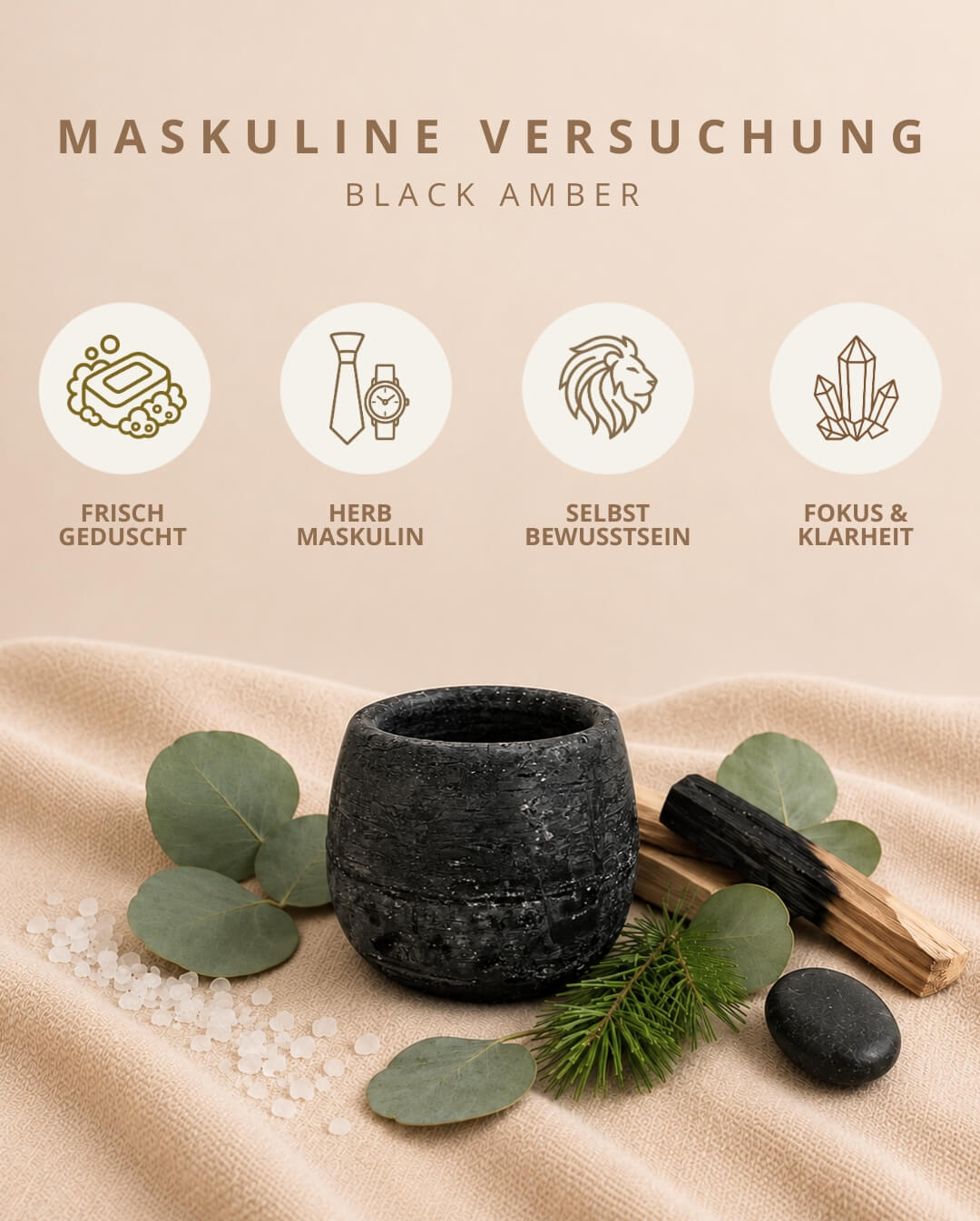 Candiles Black Amber Duftwachs mit Duftprofil und Produkteigenschaften