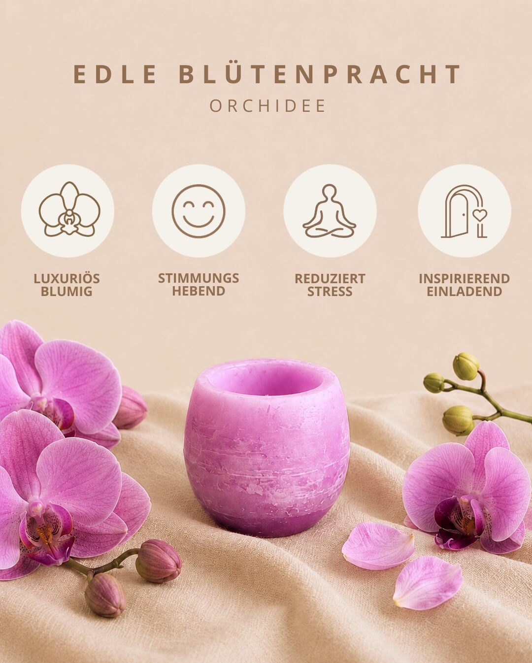 Candiles Orchidee Duftwachs mit Duftprofil und Produkteigenschaften