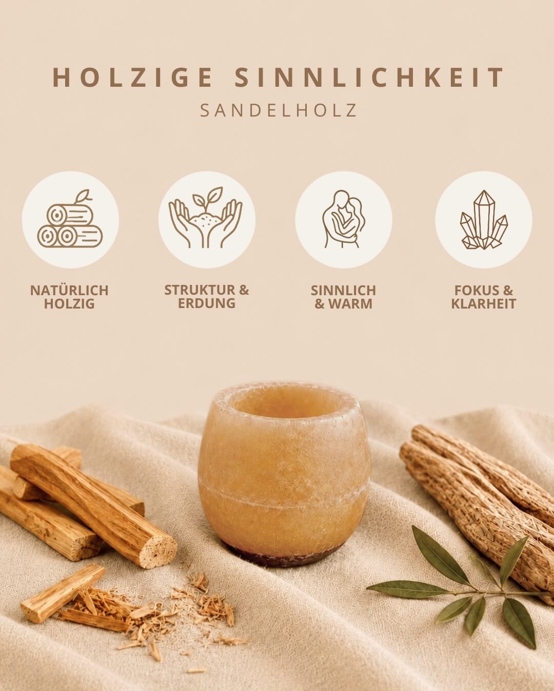 Candiles Sandelholz Duftwachs mit Duftprofil und Produkteigenschaften
